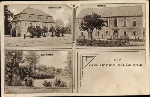 Ak Böhlen Grimma in Sachsen, Herrenhaus, Dorfpartie, Gasthof