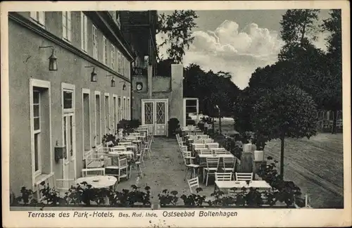 Ak Ostseebad Boltenhagen, Terrasse des Parkhotels Besitzer R. Ihde