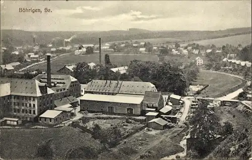 Ak Böhrigen Striegistal Sachsen, Blick auf den Ort und eine Fabrik