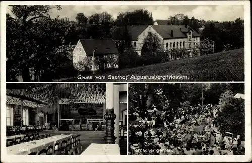 Ak Nossen Landkreis Meißen, Gasthof Augustusberg, Terrassengarten