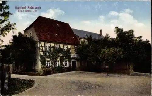 Ak Scheerau Lommatzsch Sachsen, Gasthof Scheerau