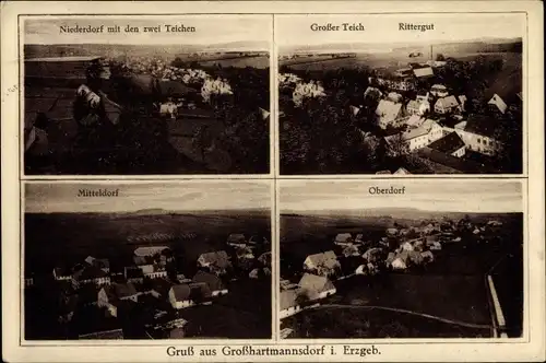Ak Großhartmannsdorf im Erzgebirge, Rittergut, Oberdorf, Niederdorf, Mitteldorf