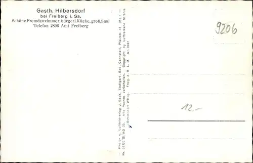 Ak Bobritzsch Hilbersdorf im Erzgebirge, Blick auf den Ort, Fliegeraufnahme, Gasthof