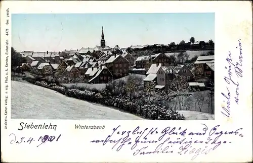 Leuchtfenster Ak Siebenlehn Großschirma in Sachsen, Winterabend, Blick auf den Ort