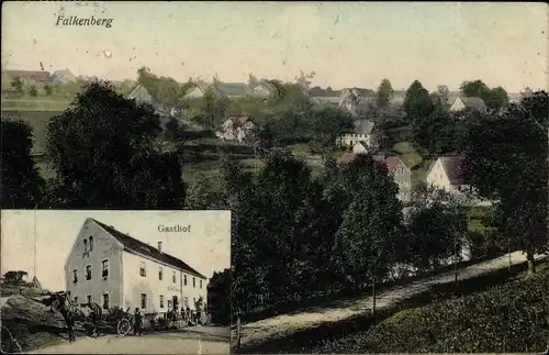 Ak Falkenberg Halsbrücke in Sachsen, Blick auf den Ort, Gasthof