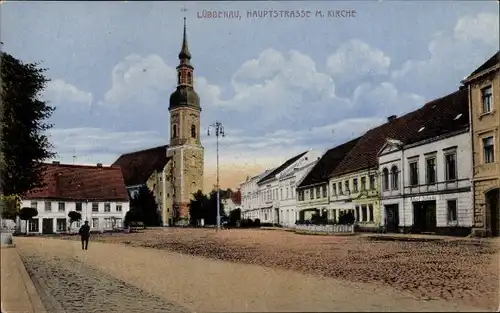 Ak Lübbenau im Spreewald, Kirche, Hauptstraße