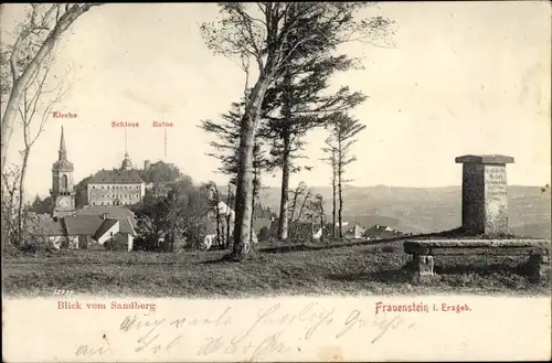 Ak Frauenstein im Erzgebirge, Kirche, Schloss und Ruine vom Sandberg