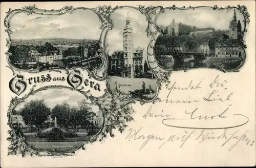Ak Gera in Thüringen, Rathaus, Küchengarten, Panorama, Schloss Osterstein, Untermhaus