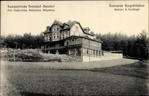 Ak Herrndorf Hetzdorf Halsbrücke Mittelsachsen, Restaurant Bergschlösschen, Inh. G. Krumbiegel