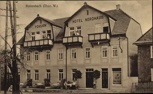 Ak Rottenbach Königsee in Thüringen, Pension Hotel Nordhaus