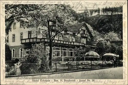 Ak Ziegenrück am Schiefergebirge Thüringen, Hotel Eckstein Besitzer H. Beschidt