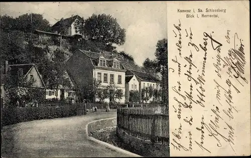 Ak Kamenz Sachsen, Schlossberg, Blick ins Herrental