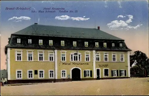 Ak Brand Erbisdorf Sachsen, Hotel Kronprinz Inh. Max Schmidt