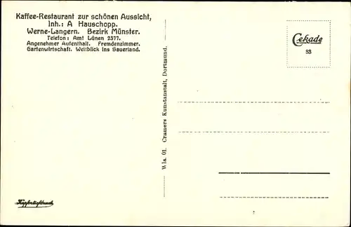 Ak Langern Werne in Westfalen, Café zur schönen Aussicht
