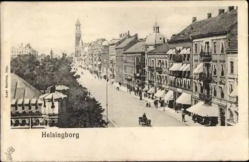 Ak Hälsingborg Helsingborg Schweden, Straßenpartie im Ort