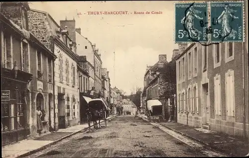 Ak Thury Harcourt Calvados, Route de Conde