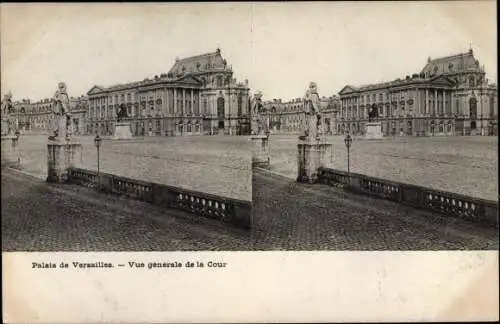 Stereo Ak Versailles Yvelines, Vue generale de la Cour, Palais