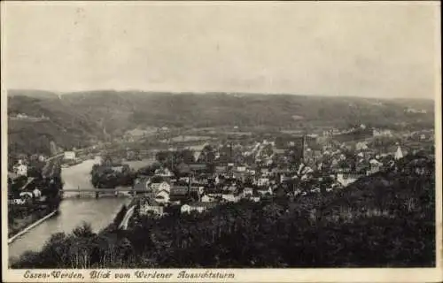 Ak Werden Essen im Ruhrgebiet, Ort vom Aussichtsturm aus gesehen