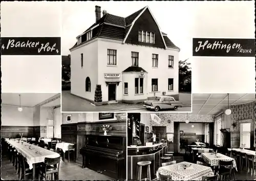 Ak Hattingen an der Ruhr, Gaststätte Baaker Hof, Aussen- und Innenansicht