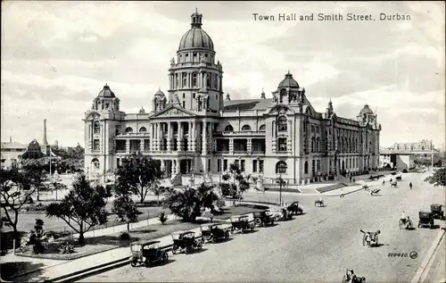 Ak Durban Südafrika, Town Hall and Smith Street