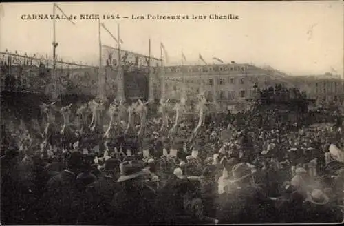 Ak Nice Nizza Alpes Maritimes, Carnaval 1924, Les Poireaux et leur Chenille