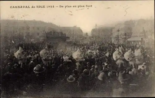 Ak Nice Nizza Alpes Maritimes, Carnaval 1924, De plus en plus fort