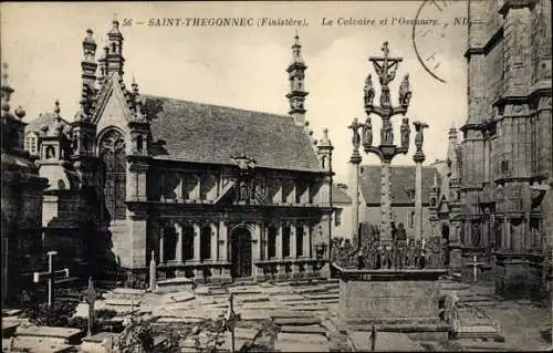 Ak Saint Thégonnec Finistère, La Calvaire et l'Ossuaire