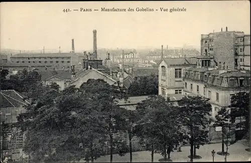 Ak Paris, Manufacture Nationale des Gobelins, Vue générale