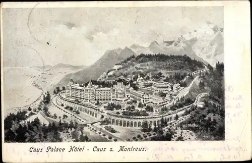 Litho Caux sur Montreux Kanton Waadt Schweiz, Caux Palace Hôtel