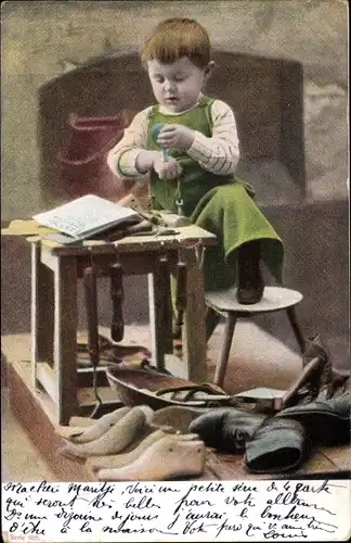 Ak Kleiner Junge als Schuster