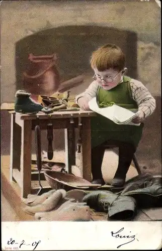 Ak Kleiner Junge als Schuster