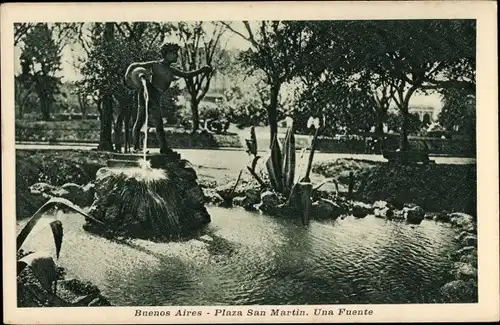Ak Buenos Aires Argentinien, Plaza San Martin, Una Fuente