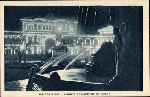 Ak Buenos Aires Argentinien, Palacio de Gobierno de Noche