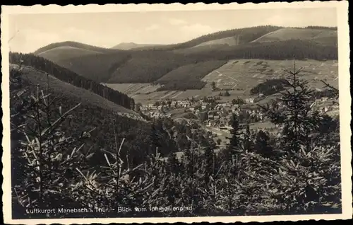 Ak Manebach Ilmenau in Thüringen, Blick vom Iphigenienpfad auf Ort mit Umgebung