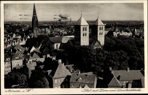 Ak Münster in Westfalen, Total mit Dom und Lambertikirche