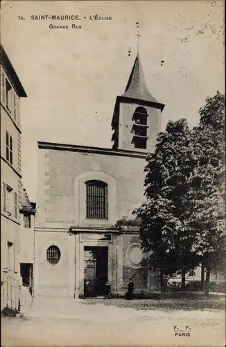 Ak Saint Maurice Val-de-Marne, L'Eglise, Grande Rue