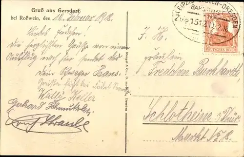 Ak Gersdorf bei Roßwein Striegistal Sachsen, Gutshaus, Lindenallee, Gasthaus