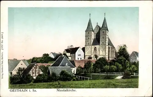Ak Geithain in Sachsen, Blick auf den Ort mit Nicolaikirche