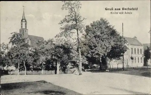 Ak Eschefeld Frohburg in Sachsen, Kirche und Schule