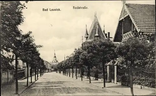 Ak Bad Lausick in Sachsen, Partie in der Badstraße