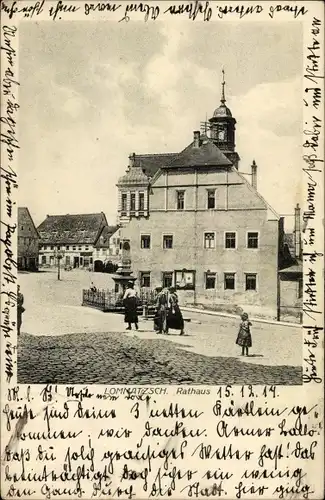 Ak Lommatzsch in Sachsen, Blick auf das Rathaus