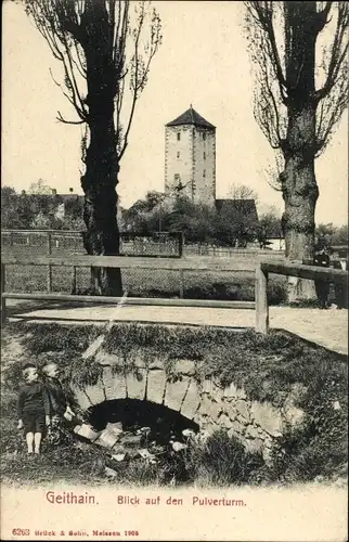 Ak Geithain in Sachsen, Blick auf den Pulverturm