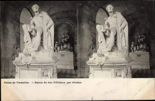 Stereo Ak Versailles Yvelines, Palais, Statue du duc d'Orleans par Pradier