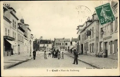 Ak Creil Oise, Place du Faubourg