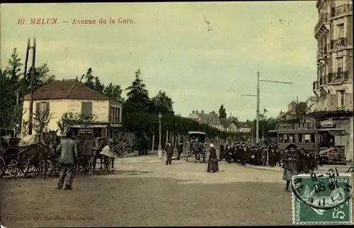 Ak Melun Seine et Marne, Avenue de la Gare