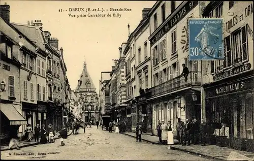 Ak Dreux Eure et Loir, Grande Rue, Carrefour de Billy