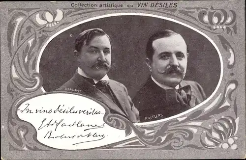 Ak Schriftsteller Robert de Fler und Gaston Arman de Caillavet, Französische Dramatiker