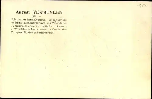 Künstler Ak August Vermeylen, Belgischer Schriftsteller