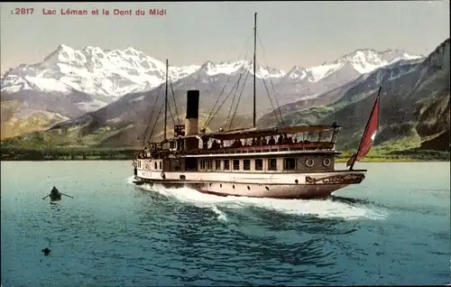 Ak Lac Leman et la Dent du Midi, Salondampfer