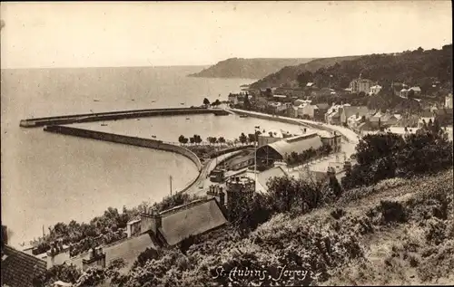 Ak Saint Aubin Jersey Kanalinseln, Blick auf den Ort